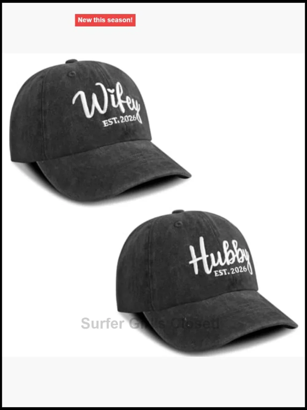 Hubby and Wifey Baseball Cap Set for Couples Wedding Anniversary Gifts